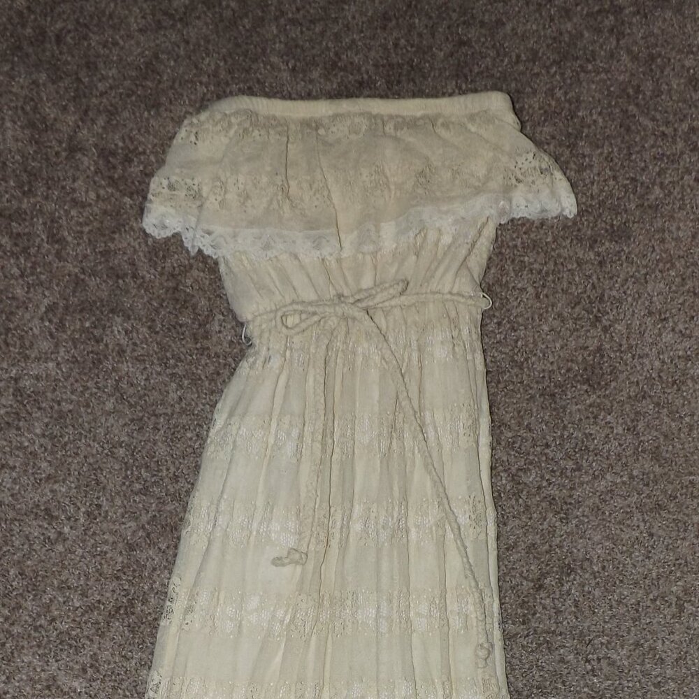 women's DAYTRIP boho cream lace strapless maxi dress size XS